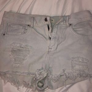 Light wash denim shorts